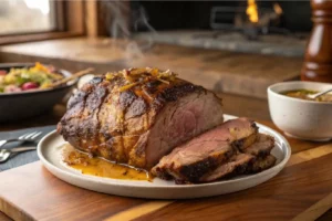 Cupim assado suculento com crosta dourada e temperos defumados