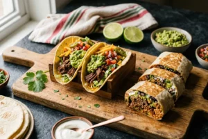 Descubra o segredo para tacos e burritos com carne suculenta, guacamole cremoso e recheios frescos irresistíveis!