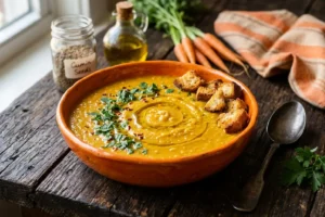 Sopa de lentilha com textura cremosa, especiarias aromáticas e sabor encorpado que aquece o corpo e a alma em qualquer dia frio.