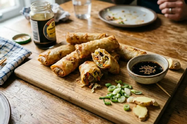: Rolinhos primavera na airfryer com casca completamente crocante e dourada, recheio suculento de legumes e carne e aquele sabor oriental irresistível sem nenhuma fritura em óleo.