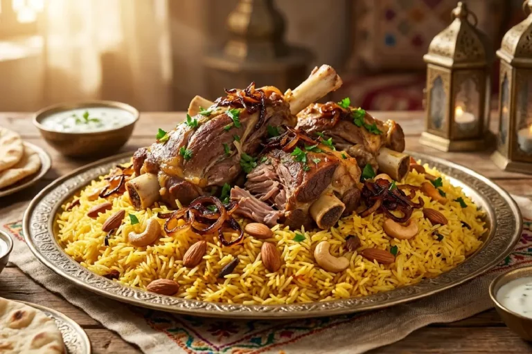 Khuzi árabe tradicional com arroz temperado e cordeiro