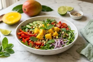 Como fazer salada refrescante de manga com molho agridoce: receita colorida, tropical e pronta em poucos minutos