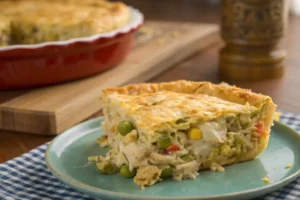 "Empadão de frango caseiro suculento: massa crocante + recheio cremoso em 1h! Receita clássica com milho, ervilha. Perfeito para família.