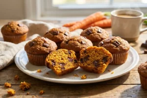 Muffin de cenoura com chocolate fofinho e caseiro