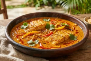 Peixe ao molho de leite de coco cremoso e aromático