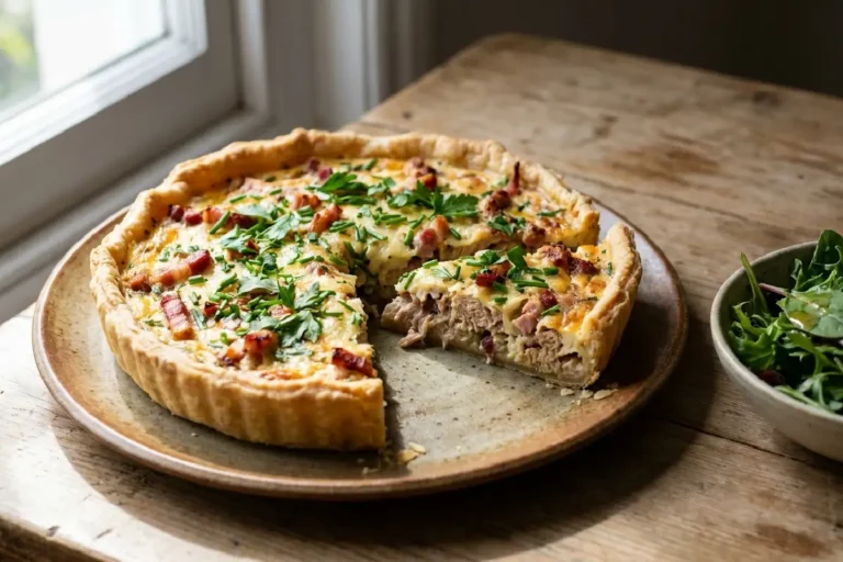 Quiche de atum com bacon cremosa e dourada