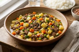 Carne moída com legumes caseira e colorida