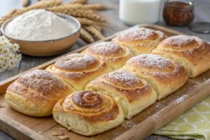 Pão húngaro dourado com cobertura farofenta crocante e fatias mostrando miolo branco macio aerado