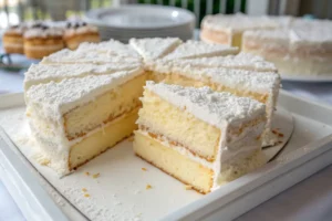 Bolo de Leite Ninho fofinho e cremoso com cobertura e recheio de leite Ninho, ideal para festas e sobremesas especiais.