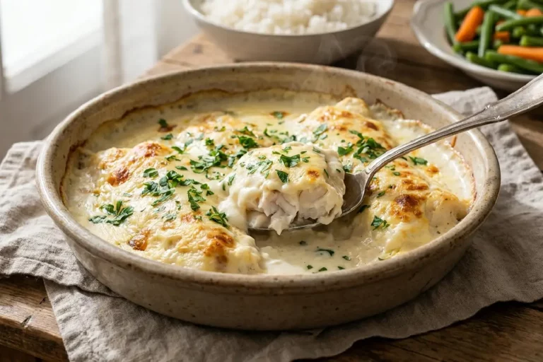 Filé de merluza ao molho branco gratinado