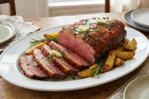 Picanha assada com manteiga de alho dourada e suculenta