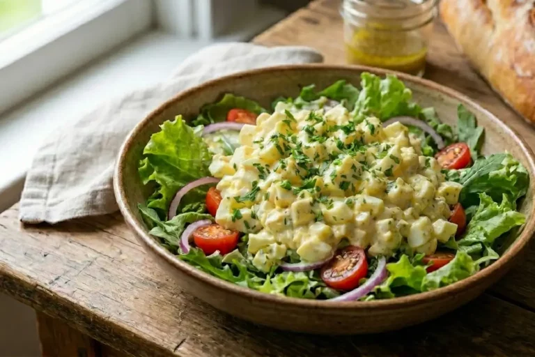 Salada nutritiva de ovos cozidos com vegetais frescos