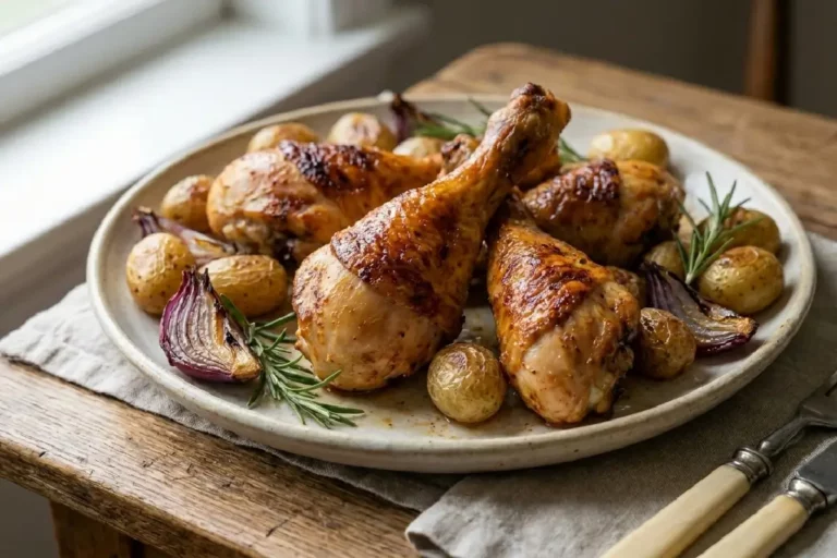 Coxa de frango assada com pele douradinha