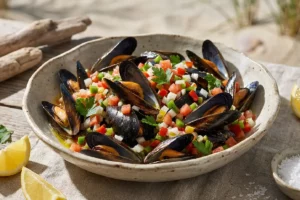 Mexilhão ao vinagrete fresco e saboroso