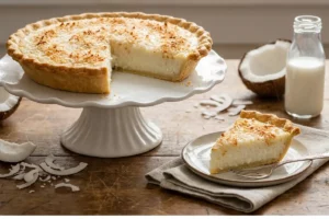 Torta de coco cremosa caseira com recheio macio
