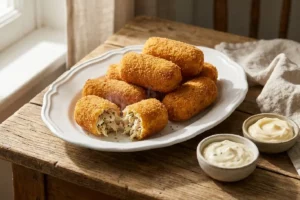 Croquete de frango crocante e dourado
