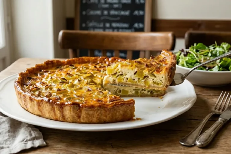 Quiche de alho-poró cremosa e dourada