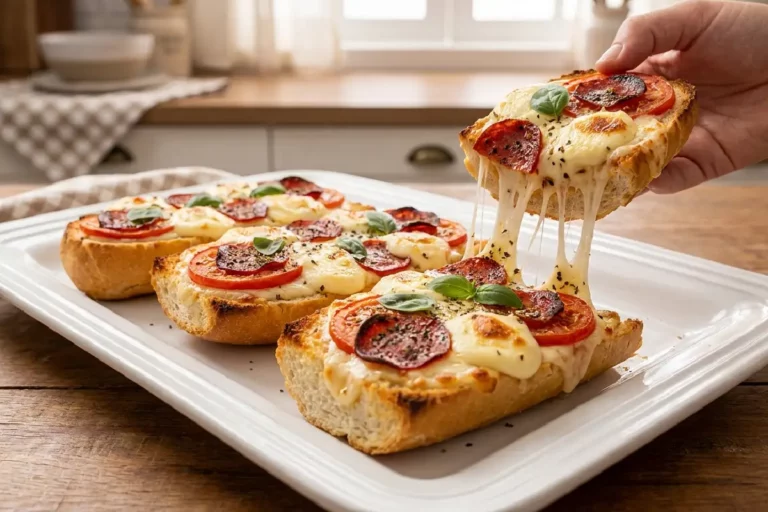Pão pizza de calabresa com Catupiry gratinado e queijo derretido