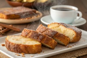 Rabanada tradicional dourada crocante com açúcar e canela polvilhados, fatias de pão embebidas em leite e ovo fritas, sobremesa brasileira clássica.