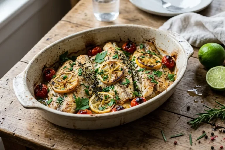 Tilápia assada Uma receita rápida, nutritiva e elegante para qualquer refeição especial.