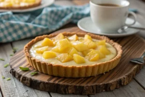 Torta de Abacaxi gelada com creme suave, abacaxi caramelizado e base crocante de biscoito, sobremesa refrescante e fácil de preparar.