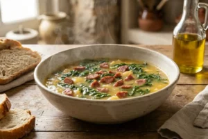 Caldo verde com couve cremoso e tradicional