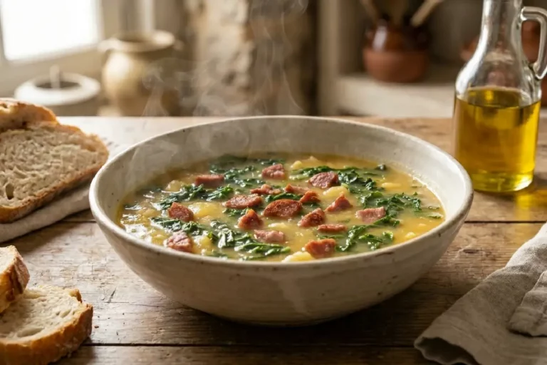 Caldo verde com couve cremoso e tradicional