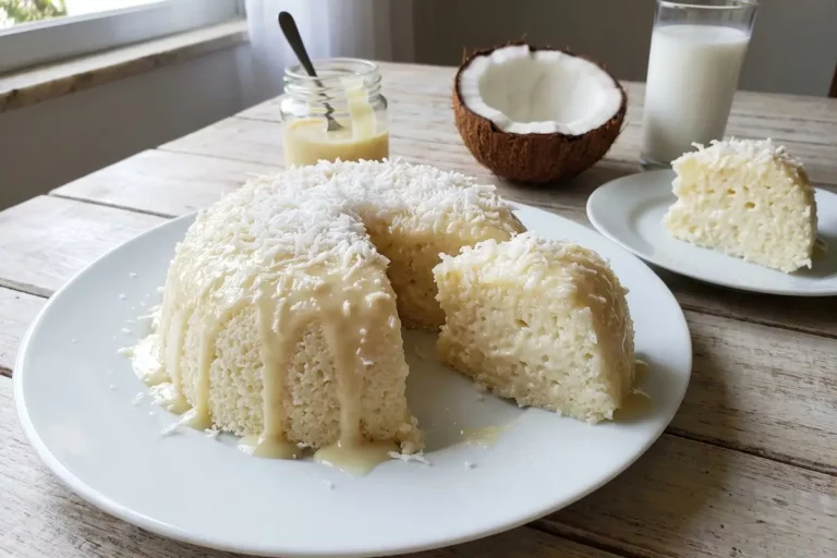 Cuscuz de tapioca cremoso com leite condensado e coco ralado