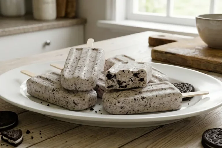 Picolé de biscoitos Oreo caseiro com textura cremosa