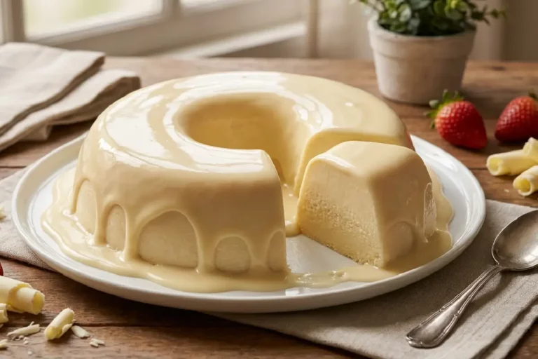 Pudim de chocolate branco cremoso e caseiro