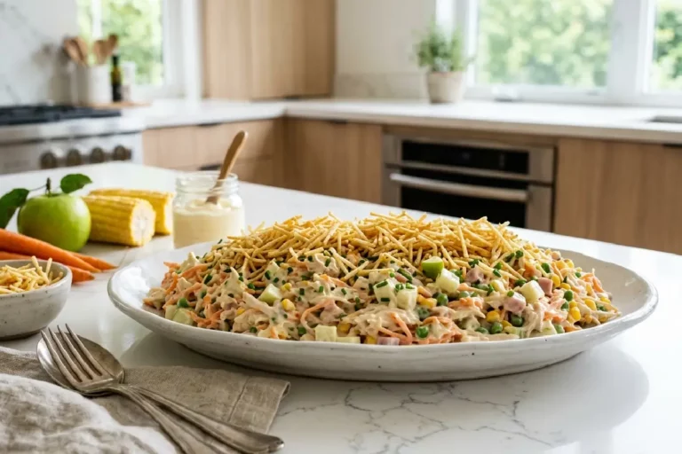 Salpicão de frango cremoso com batata palha