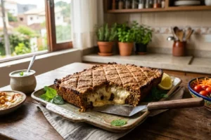 Kibe de forno recheado e dourado