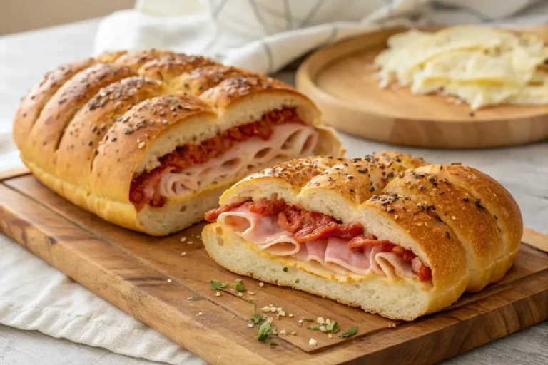 Pão caseiro Segura Marido, com recheio generoso e massa macia e dourada.