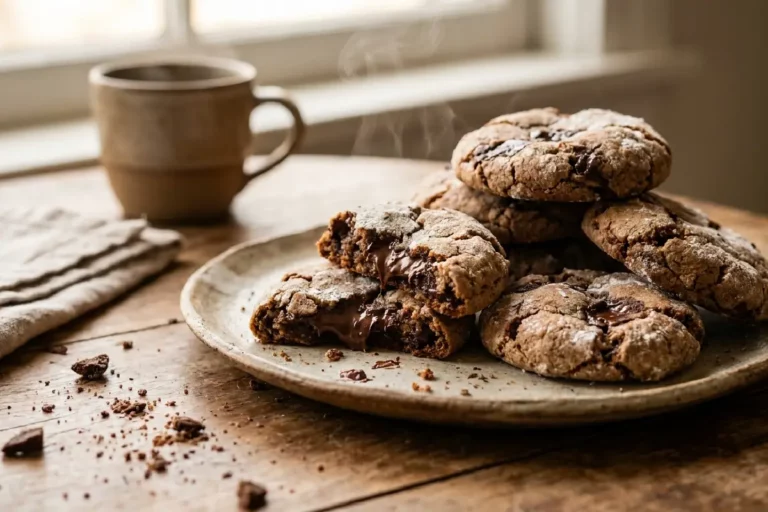 Biscoitos de chocolate caseiros com textura macia e artesanal