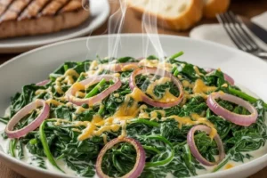 Creme Cremosíssimo de Espinafre e Chalotas Caramelizadas.