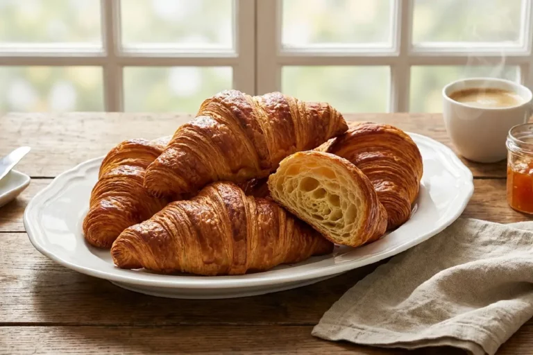 Croissant caseiro folhado e dourado