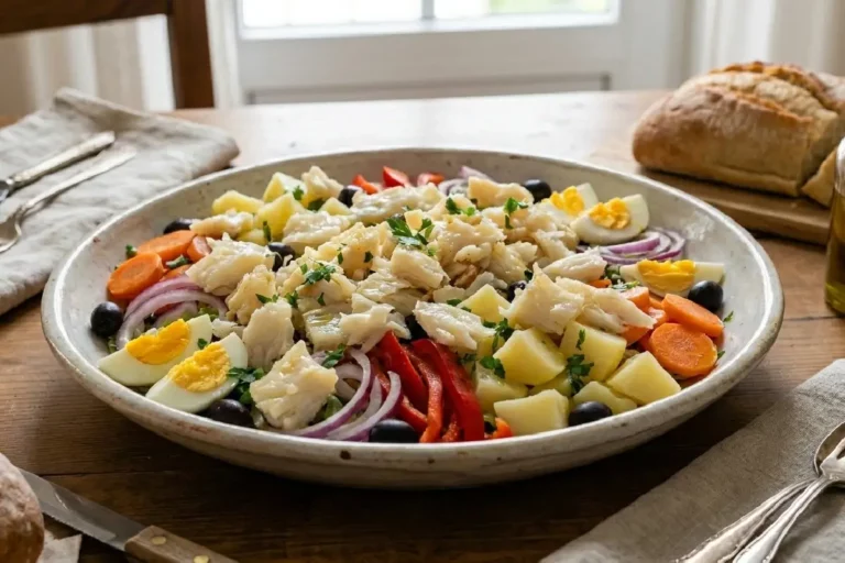 Salada de bacalhau tradicional com batatas e ovos