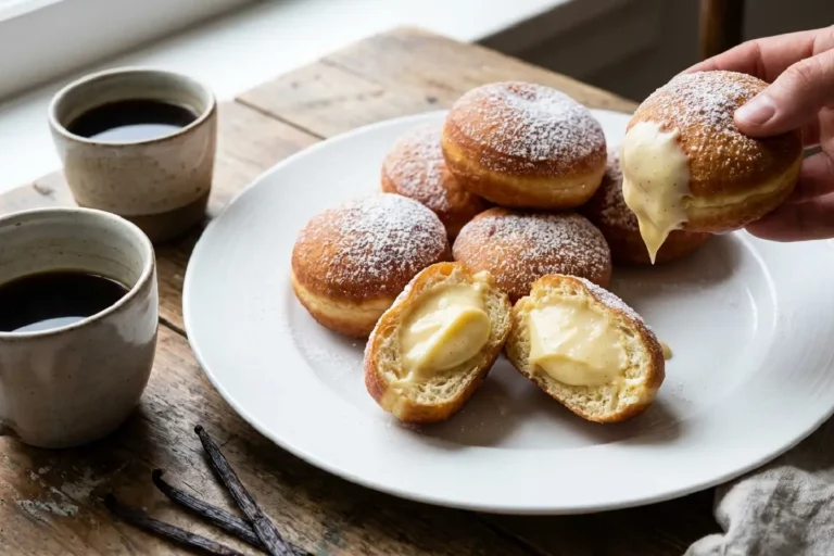 Sonho de padaria caseiro recheado com creme de confeiteiro