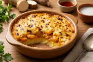Escondidinho de camarão cremoso gratinado