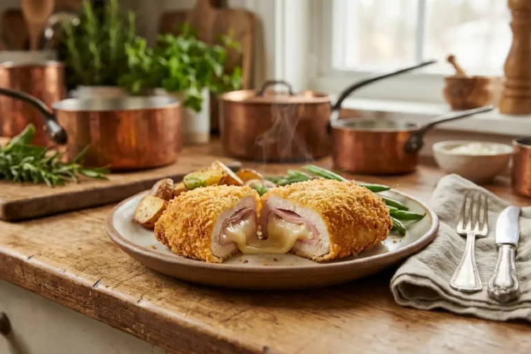 Frango Cordon Bleu crocante recheado com queijo derretido