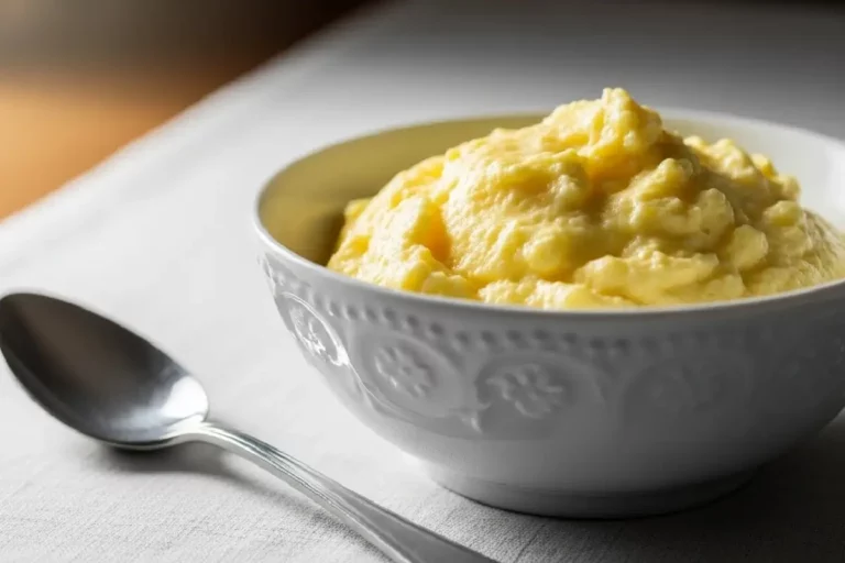 Chimia de ovos caseira com textura cremosa e dourada, servida em potinho branco, tradicional sobremesa brasileira.