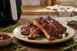 Costelinha de porco crocante feita na air fryer