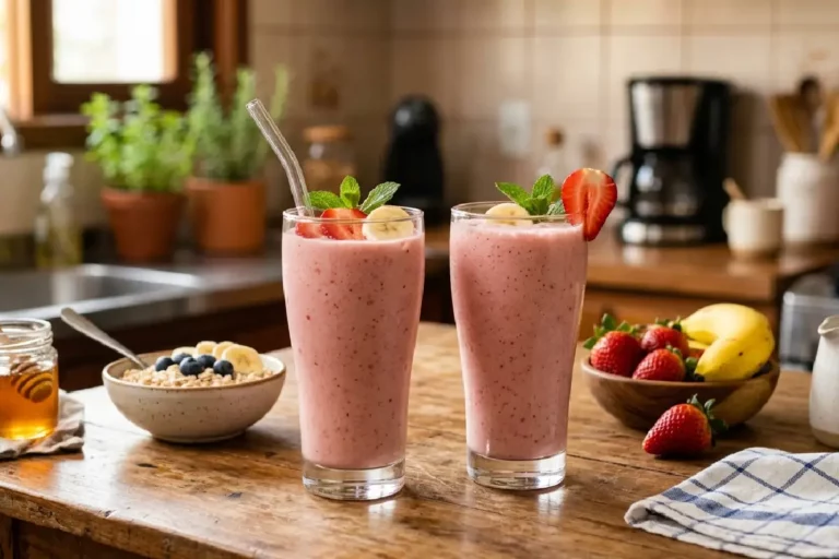 Vitamina de morango com banana cremosa