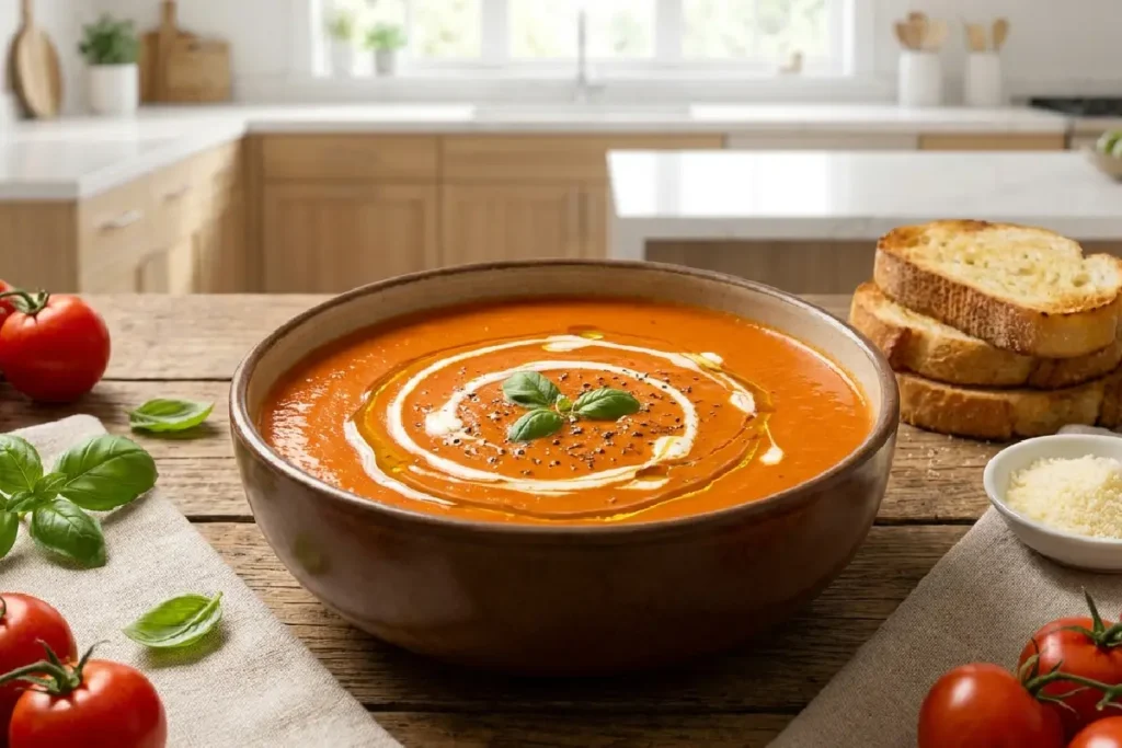 Sopa de tomate cremosa caseira