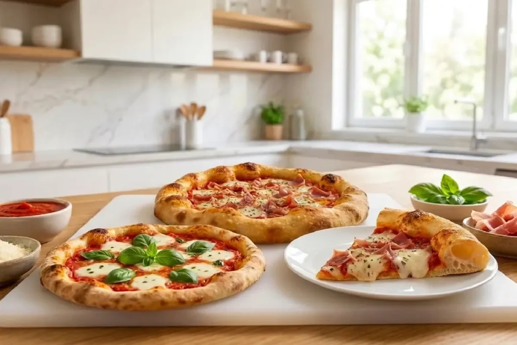 Pizza frita caseira com massa crocante e queijo derretido